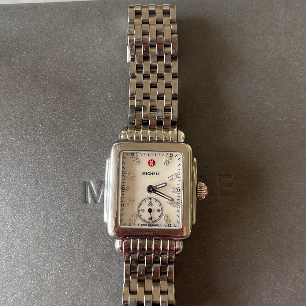 Michele Deco Stainless Watch with Diamond Inset Numerals - Picture 5 of 5